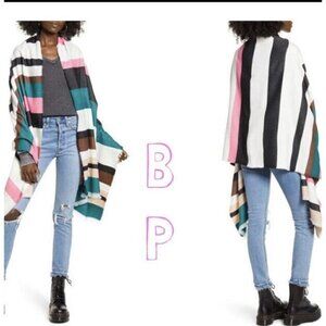 BP super soft blanket scarf pink multi. Fringe bottom. Striped. Large size